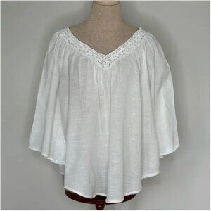 John Paul Richard Peasant Boho White Blouse Size Medium